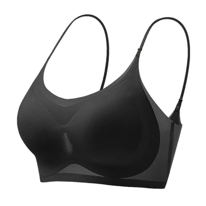 Ultra-thin Ice Silk Padded Bra Seamless Underwear Women's Thin Section Sling Beautiful Back Vest Tops Big Chest Small Sleep Bra - A-1 Thread Vault