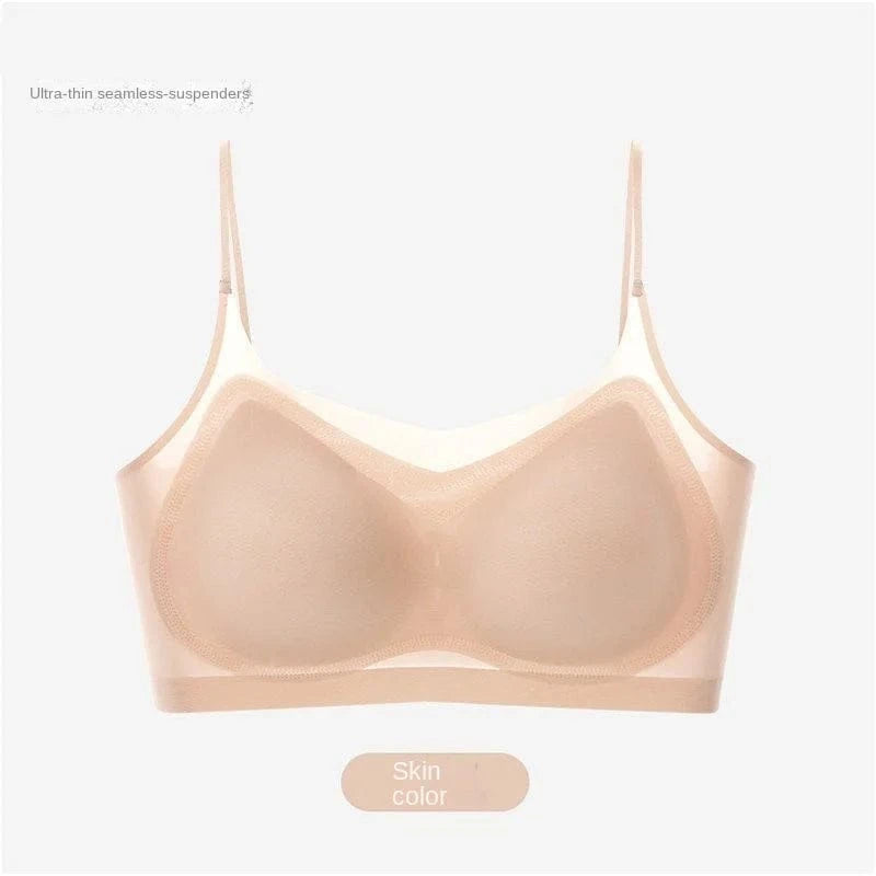 Ultra Thin Ice Silk Seamless Underwear Women Plus Size Sexy Top Soft Breathable Wireless Solid Lingerie Gathered Padded Bra - A-1 Thread Vault