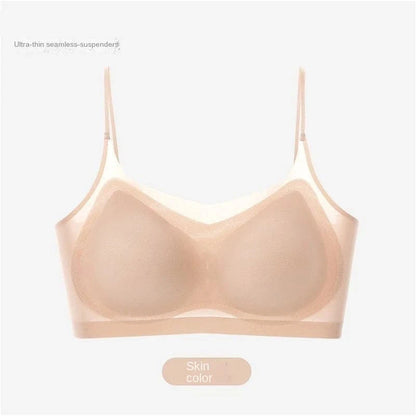 Ultra Thin Ice Silk Seamless Underwear Women Plus Size Sexy Top Soft Breathable Wireless Solid Lingerie Gathered Padded Bra - A-1 Thread Vault