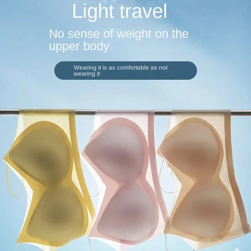 Ultra Thin Ice Silk Seamless Underwear Women Plus Size Sexy Top Soft Breathable Wireless Solid Lingerie Gathered Padded Bra - A-1 Thread Vault
