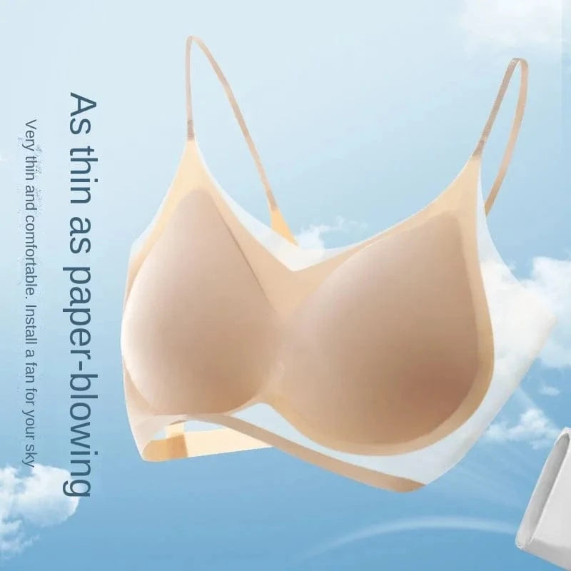 Ultra Thin Ice Silk Seamless Underwear Women Plus Size Sexy Top Soft Breathable Wireless Solid Lingerie Gathered Padded Bra - A-1 Thread Vault