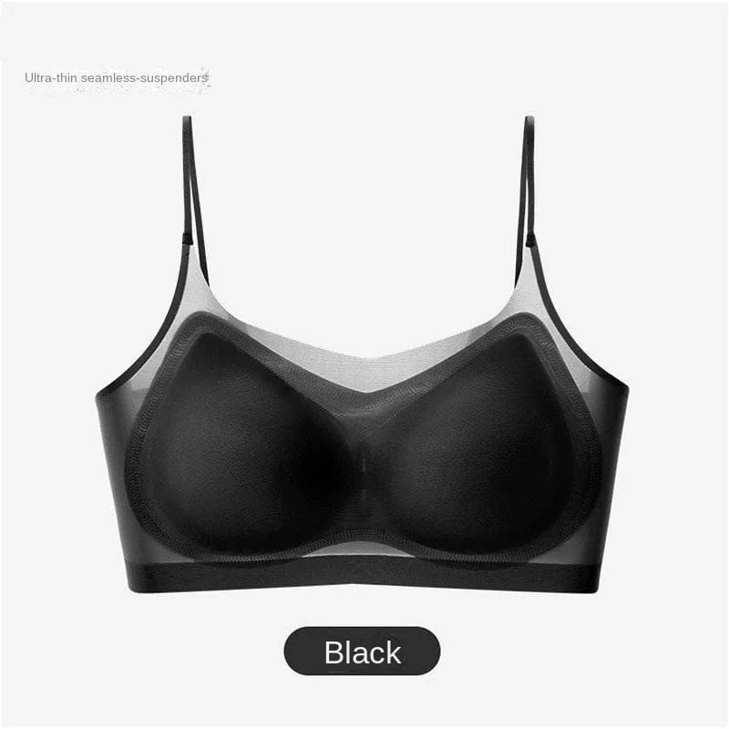 Ultra Thin Ice Silk Seamless Underwear Women Plus Size Sexy Top Soft Breathable Wireless Solid Lingerie Gathered Padded Bra - A-1 Thread Vault