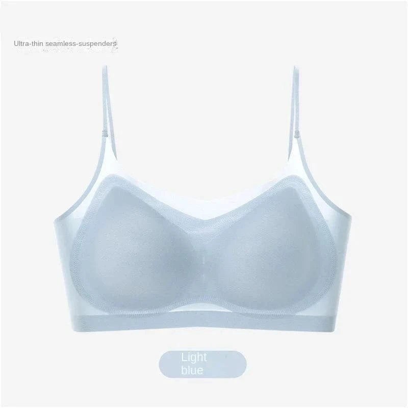 Ultra Thin Ice Silk Seamless Underwear Women Plus Size Sexy Top Soft Breathable Wireless Solid Lingerie Gathered Padded Bra - A-1 Thread Vault