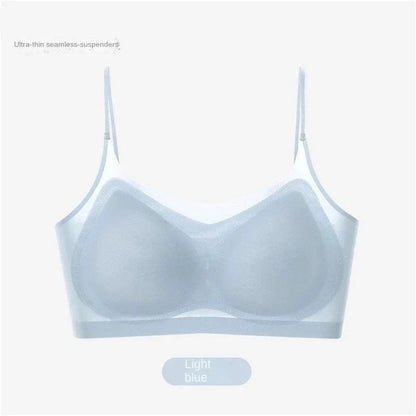Ultra Thin Ice Silk Seamless Underwear Women Plus Size Sexy Top Soft Breathable Wireless Solid Lingerie Gathered Padded Bra - A-1 Thread Vault