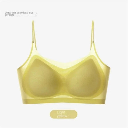 Ultra Thin Ice Silk Seamless Underwear Women Plus Size Sexy Top Soft Breathable Wireless Solid Lingerie Gathered Padded Bra - A-1 Thread Vault