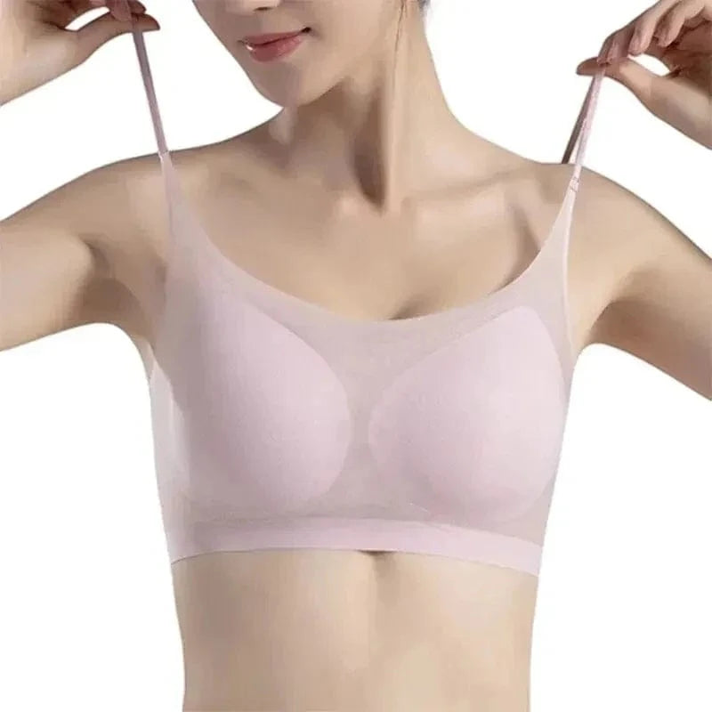 Ultra Thin Ice Silk Seamless Underwear Women Plus Size Sexy Top Soft Breathable Wireless Solid Lingerie Gathered Padded Bra - A-1 Thread Vault
