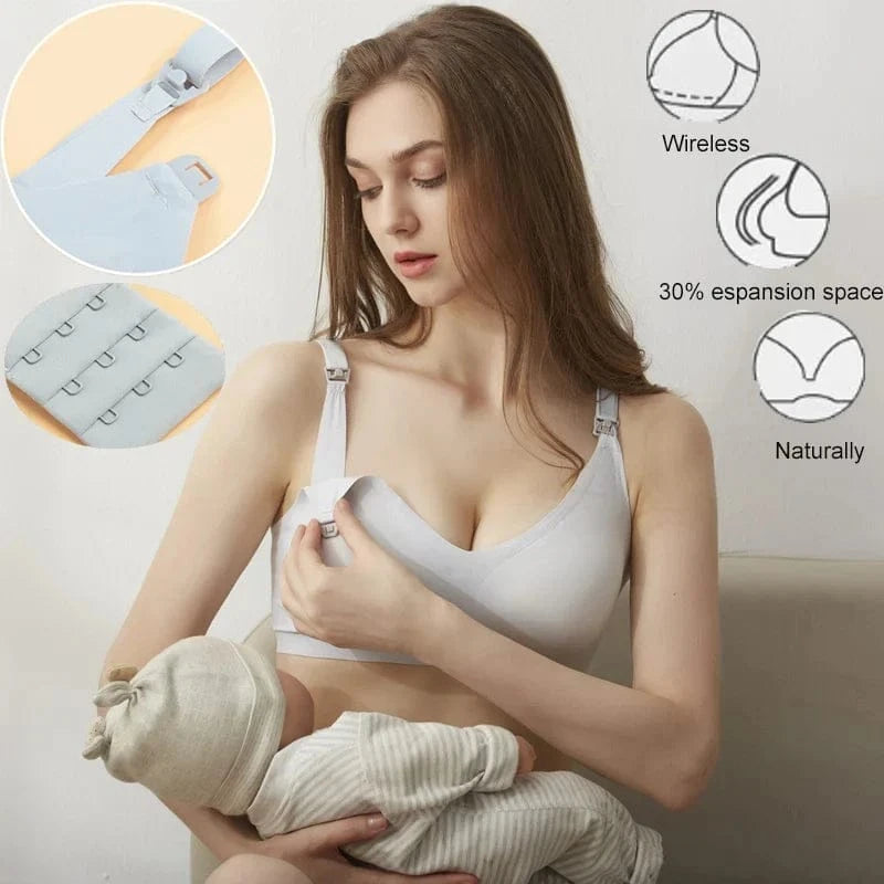 Ultra Thin Laser Cutting Ladies Feeding Bra Seamless Removable Padded Breastfeeding Bras Plus Size Push Up Maternity Support Bra - A-1 Thread Vault