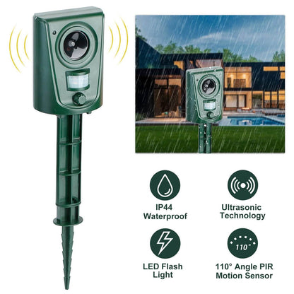 Ultrasonic Animal Repeller IP4 Waterproof Motion Sensor Repellent with Flashing Led Light - A-1 Thread Vault