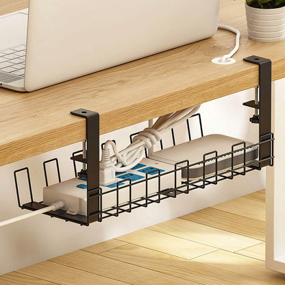 Under Desk Cable Management Tray 15.2in No Drill Desk Cable Cord Organizer - A-1 Thread Vault