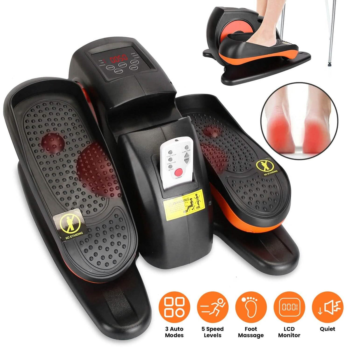 Under Desk Elliptical Machine Seated Pedal Exerciser with 5 Speed Levels 3 Auto Modes - A-1 Thread Vault