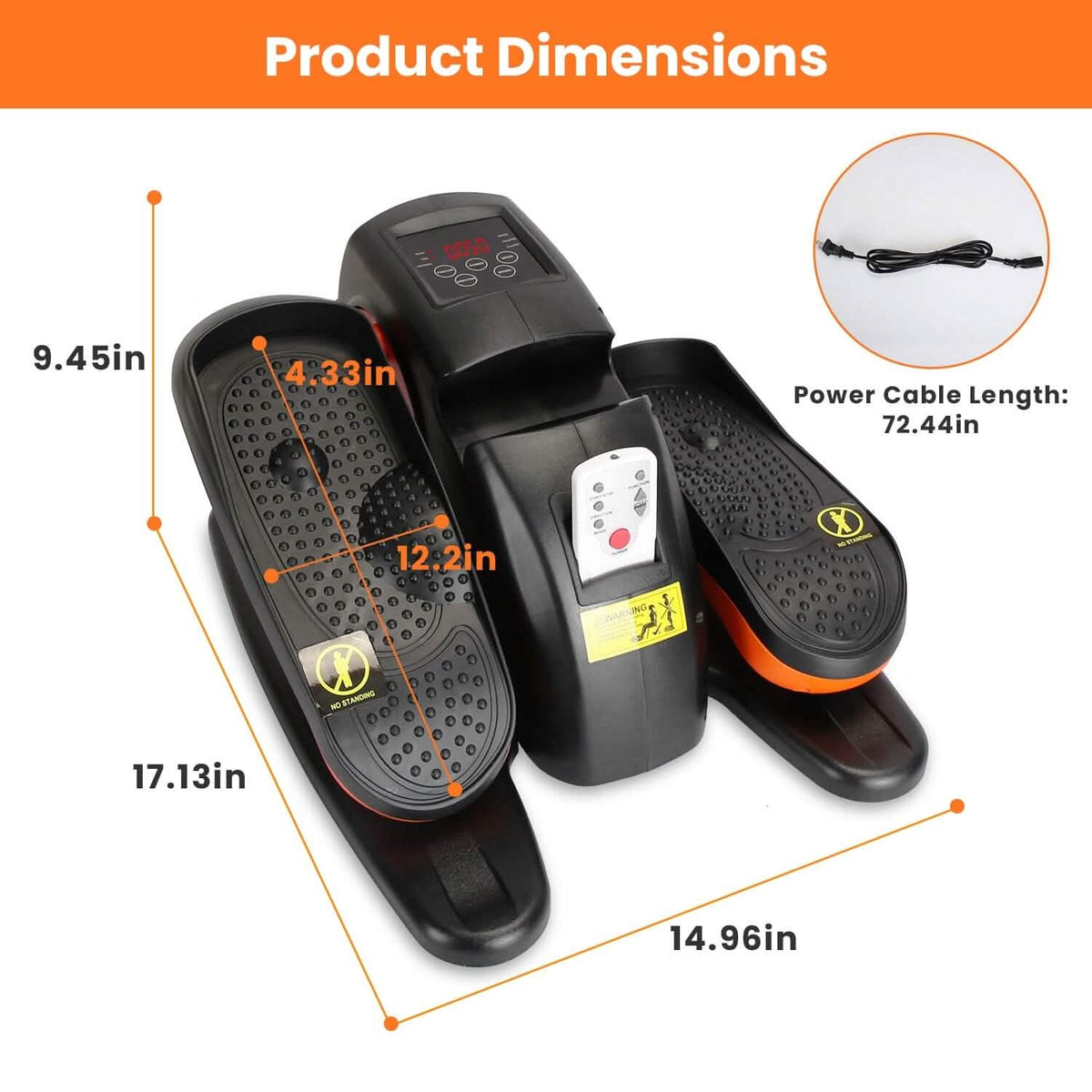 Under Desk Elliptical Machine Seated Pedal Exerciser with 5 Speed Levels 3 Auto Modes - A-1 Thread Vault