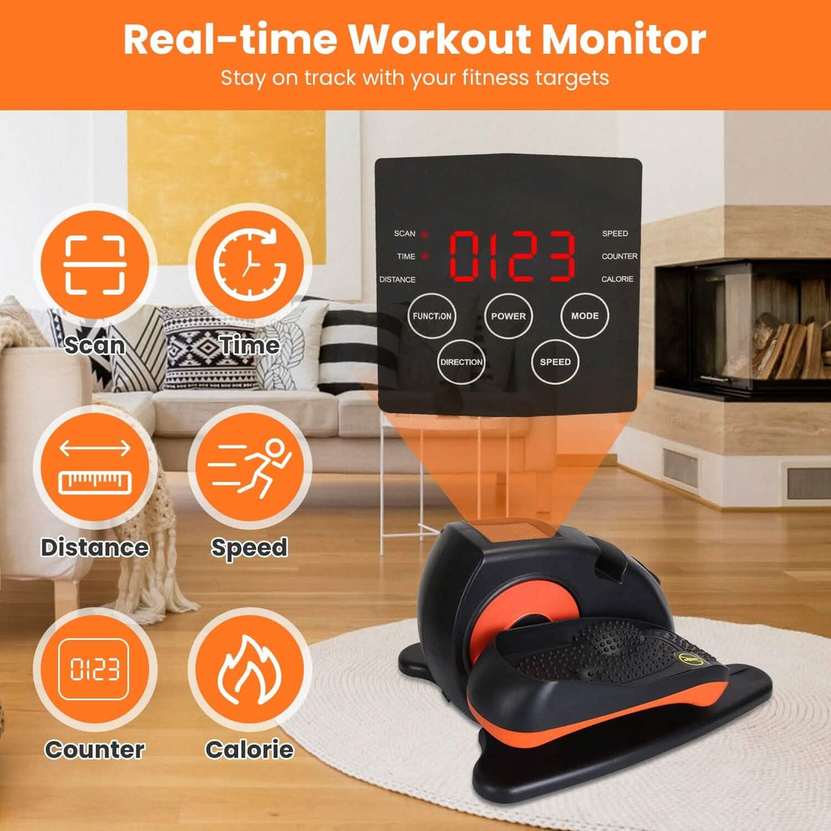Under Desk Elliptical Machine Seated Pedal Exerciser with 5 Speed Levels 3 Auto Modes - A-1 Thread Vault