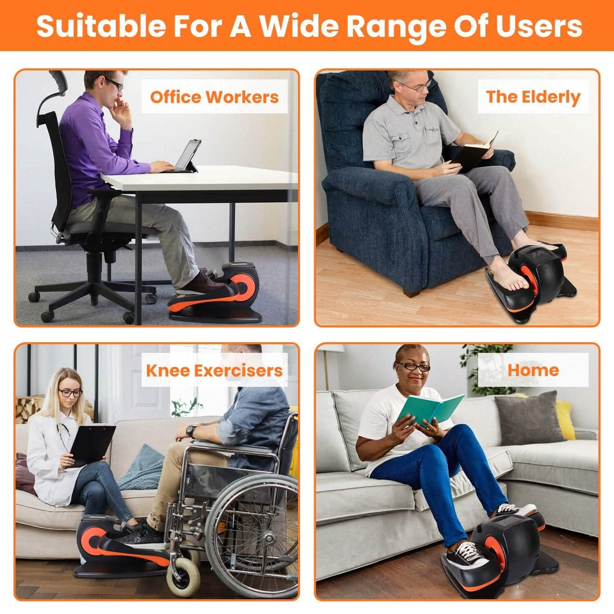 Under Desk Elliptical Machine Seated Pedal Exerciser with 5 Speed Levels 3 Auto Modes - A-1 Thread Vault