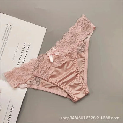 Underwear Women Sexy Lace Thong Pants Female Hollow Out Panties Low Waist Fashion Underpants New Ladies Bow Underwear Shorts - A-1 Thread Vault
