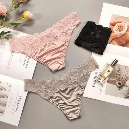 Underwear Women Sexy Lace Thong Pants Female Hollow Out Panties Low Waist Fashion Underpants New Ladies Bow Underwear Shorts - A-1 Thread Vault