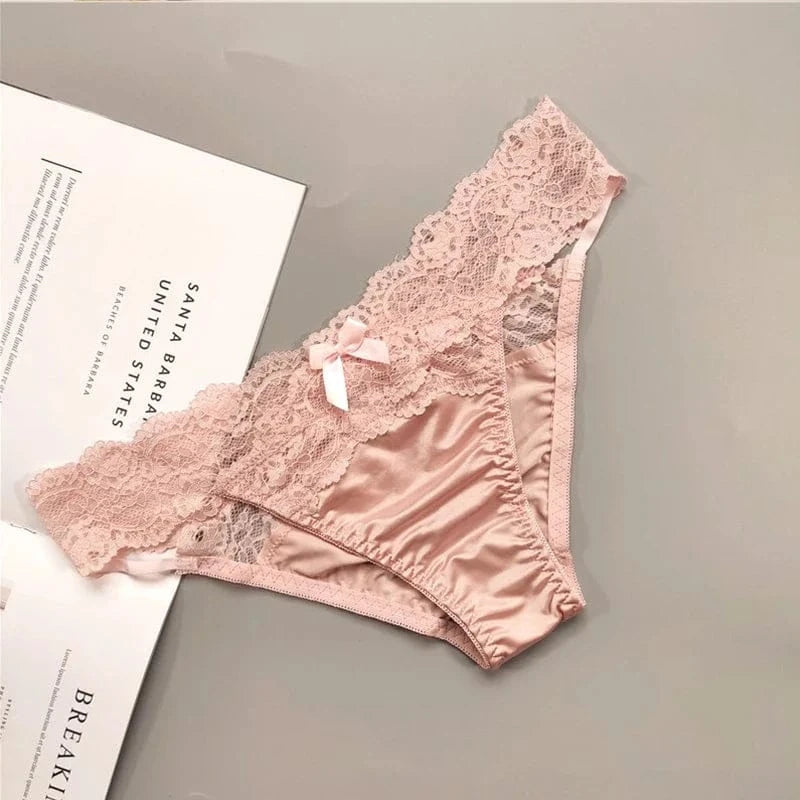 Underwear Women Sexy Lace Thong Pants Female Hollow Out Panties Low Waist Fashion Underpants New Ladies Bow Underwear Shorts - A-1 Thread Vault