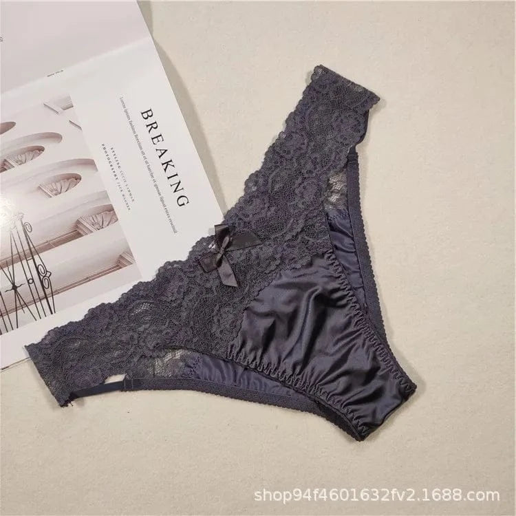 Underwear Women Sexy Lace Thong Pants Female Hollow Out Panties Low Waist Fashion Underpants New Ladies Bow Underwear Shorts - A-1 Thread Vault