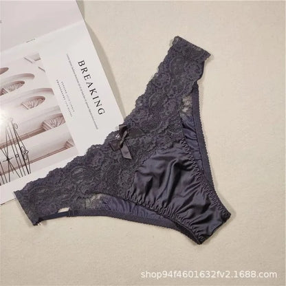Underwear Women Sexy Lace Thong Pants Female Hollow Out Panties Low Waist Fashion Underpants New Ladies Bow Underwear Shorts - A-1 Thread Vault