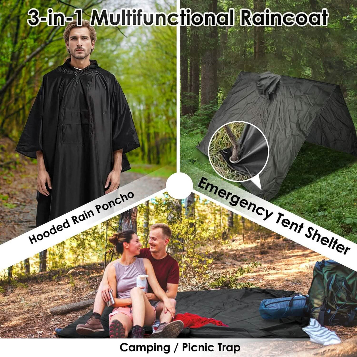 Unisex Hooded Rain Poncho with Pocket - A-1 Thread Vault