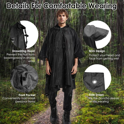 Unisex Hooded Rain Poncho with Pocket - A-1 Thread Vault