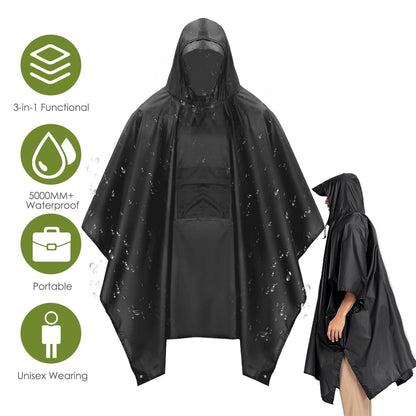 Unisex Hooded Rain Poncho with Pocket - A-1 Thread Vault