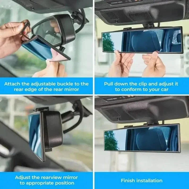 Universal 11.81 Inch Panoramic Convex Rearview Interior Clip-on Wide Angle Mirror - A-1 Thread Vault
