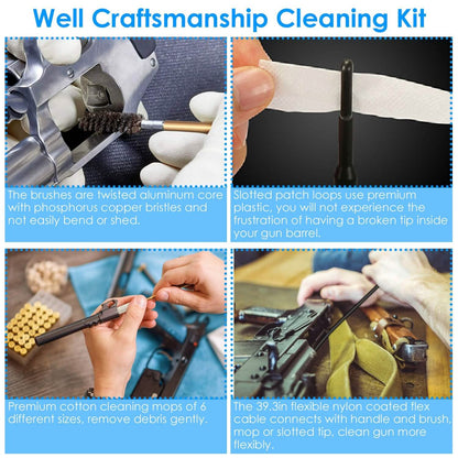Universal Gun Cleaning Kit with 39.3" Flex Cable Brass Rod - A-1 Thread Vault