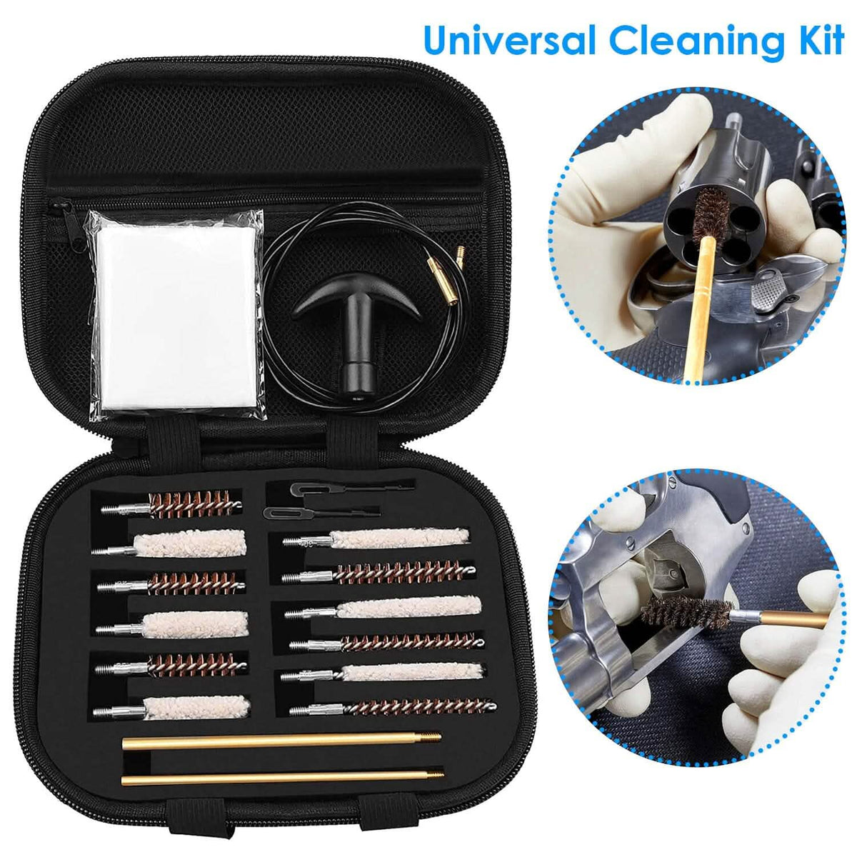 Universal Gun Cleaning Kit with 39.3" Flex Cable Brass Rod - A-1 Thread Vault