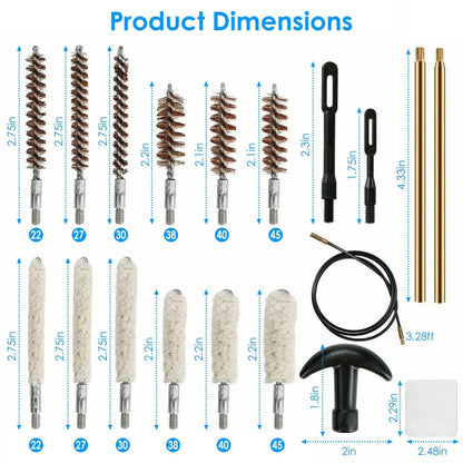 Universal Gun Cleaning Kit with 39.3" Flex Cable Brass Rod - A-1 Thread Vault