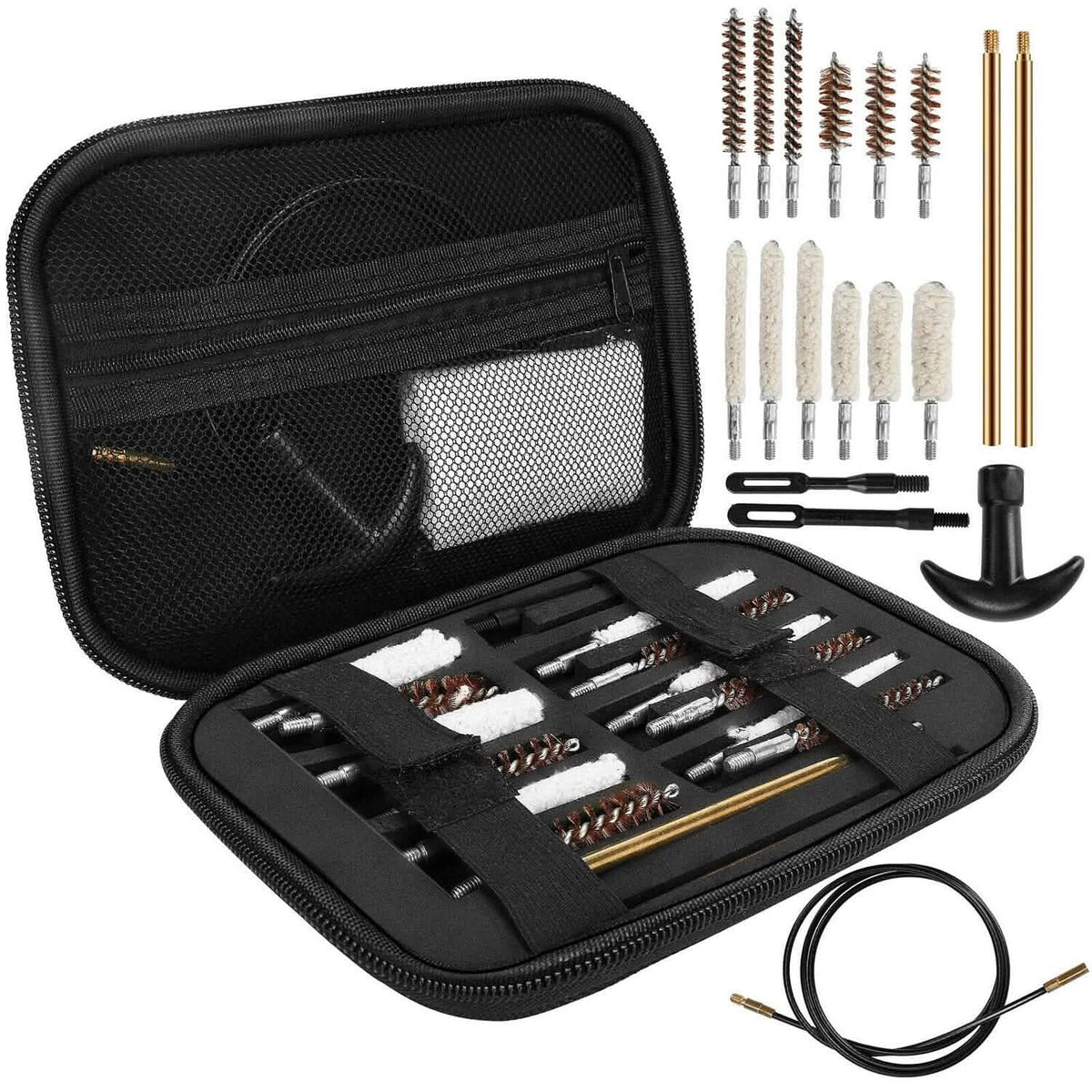 Universal Gun Cleaning Kit with 39.3" Flex Cable Brass Rod - A-1 Thread Vault