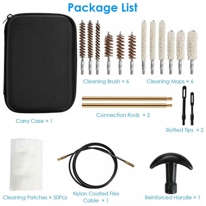 Universal Gun Cleaning Kit with 39.3" Flex Cable Brass Rod - A-1 Thread Vault