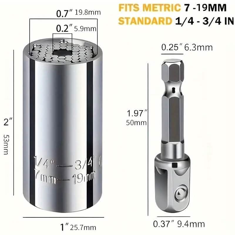 Universal Torque Wrench 7-19mm Hexagonal Multi-functional Universal Socket - A-1 Thread Vault