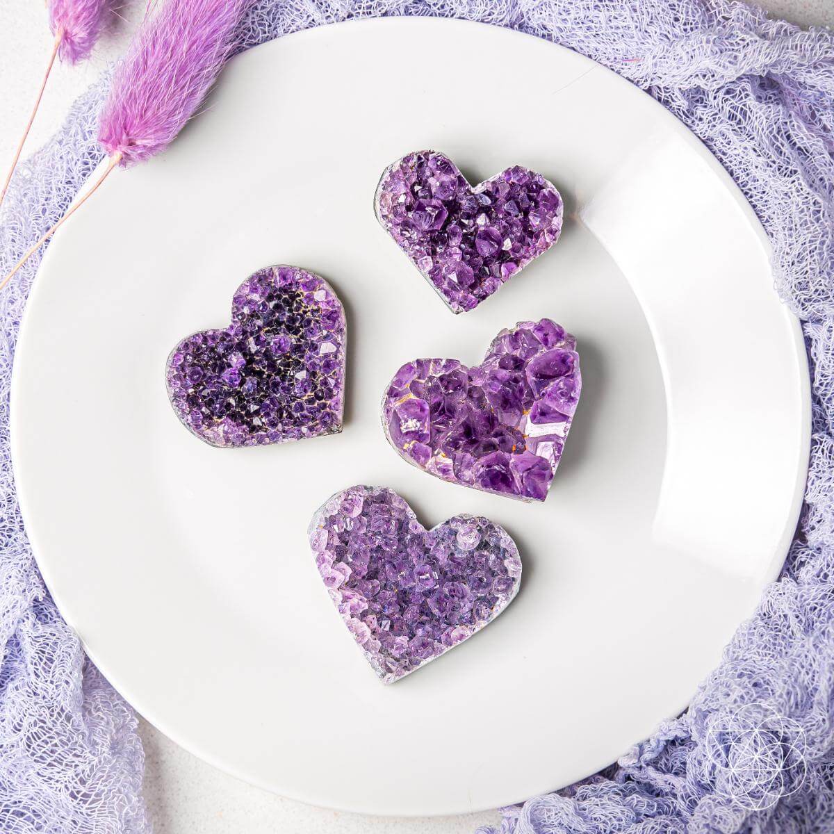 Uruguayan Amethyst Love Heart Cluster - AAA Premium Quality - A-1 Thread Vault
