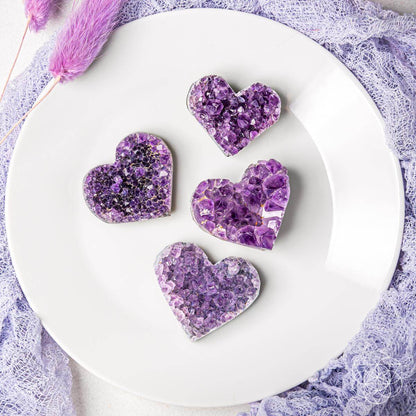 Uruguayan Amethyst Love Heart Cluster - AAA Premium Quality - A-1 Thread Vault
