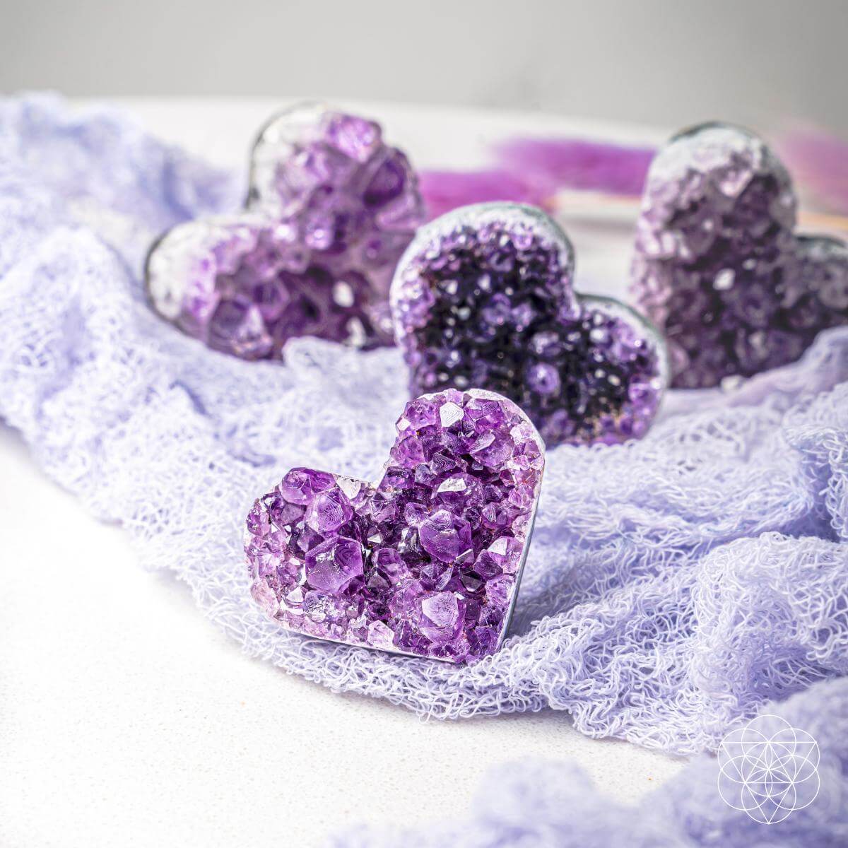 Uruguayan Amethyst Love Heart Cluster - AAA Premium Quality - A-1 Thread Vault