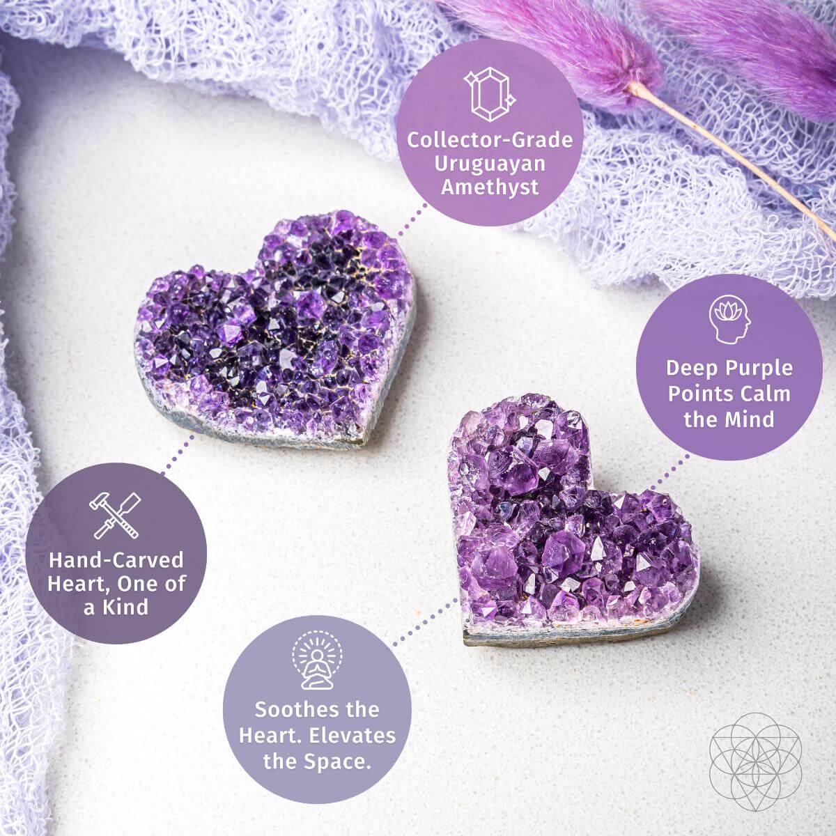 Uruguayan Amethyst Love Heart Cluster - AAA Premium Quality - A-1 Thread Vault