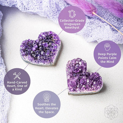 Uruguayan Amethyst Love Heart Cluster - AAA Premium Quality - A-1 Thread Vault