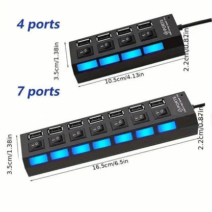 USB 2.0 Adapter Hub Power On/ Off Switch For PC Laptop Computer - A-1 Thread Vault
