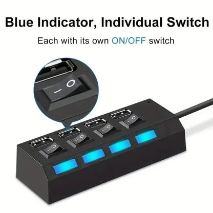 USB 2.0 Adapter Hub Power On/ Off Switch For PC Laptop Computer - A-1 Thread Vault