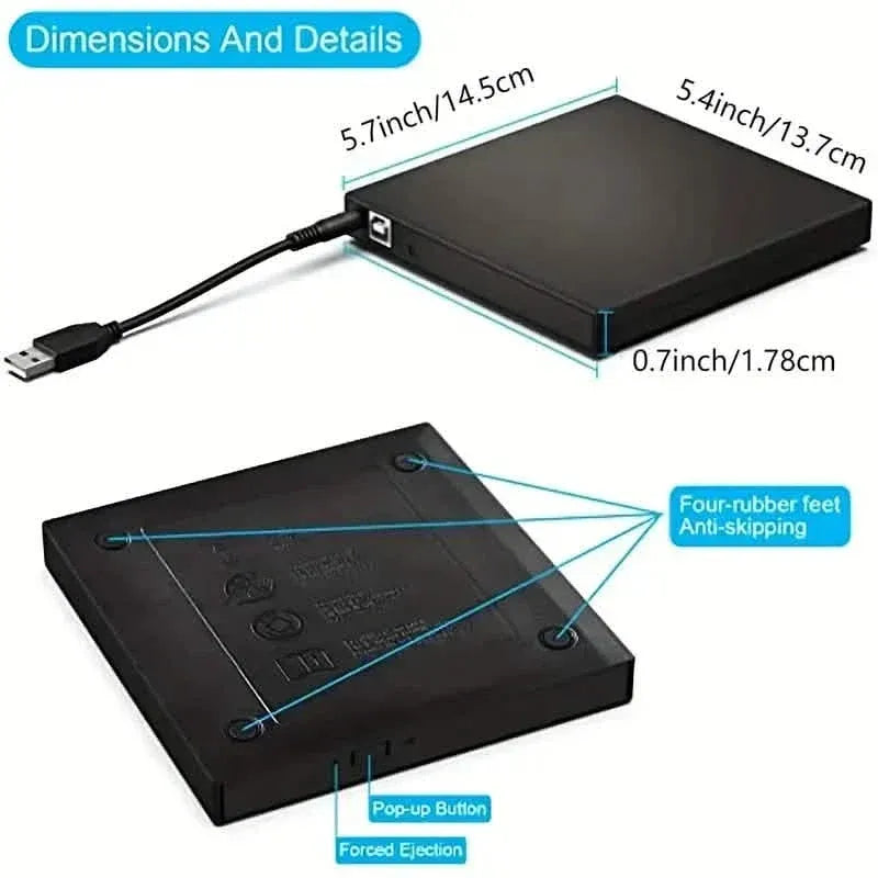 USB 2.0 Slim Protable External CD-RW Drive DVD-RW Burner Writer Player - A-1 Thread Vault