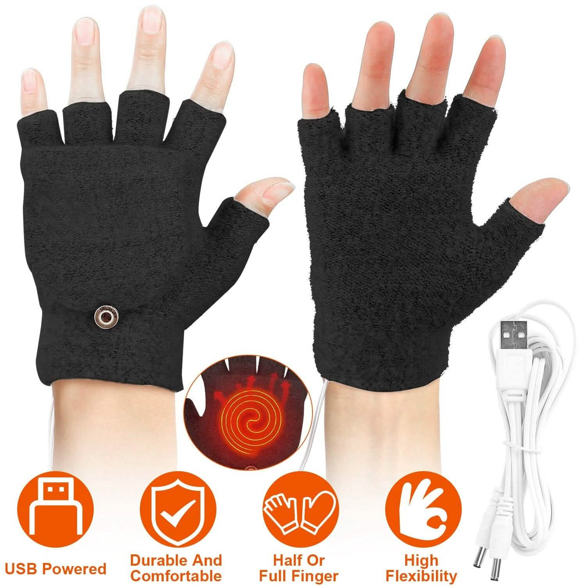 USB Wool Heated Gloves Mitten - A-1 Thread Vault