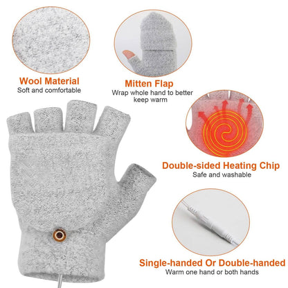 USB Wool Heated Gloves Mitten - A-1 Thread Vault
