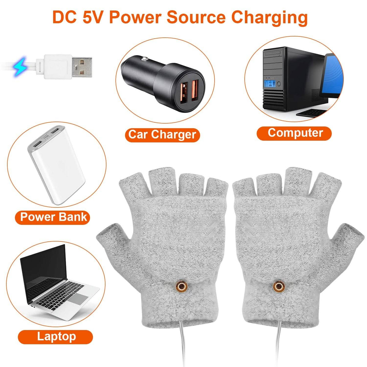USB Wool Heated Gloves Mitten - A-1 Thread Vault