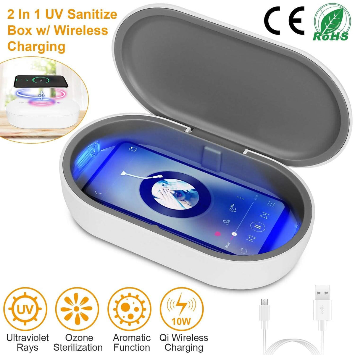 UV Light Sanitizer Box Portable 10w Phone Wireless Charging Disinfection Lamp - A-1 Thread Vault