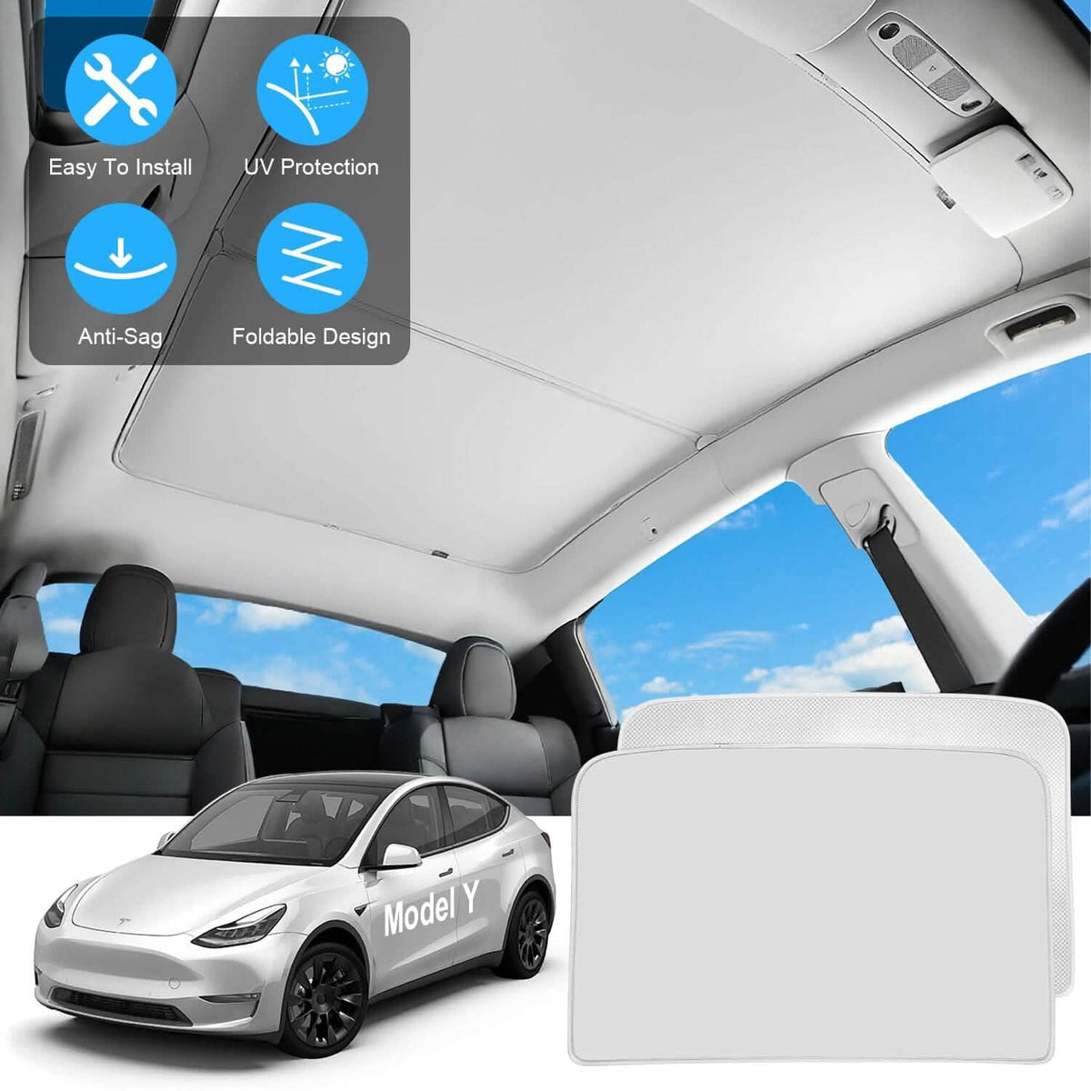 UV Protection Sunshade Roof Fit for Tesla Model Y 2020-2024 - A-1 Thread Vault