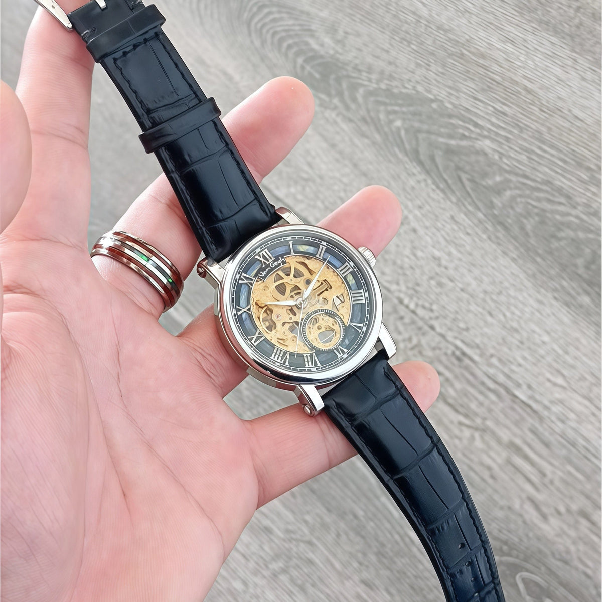 VAN GOGH Starry Night Series Blue Dial Skeleton Mechanical Movement Watch Daily Waterproof Starry Night - A-1 Thread Vault