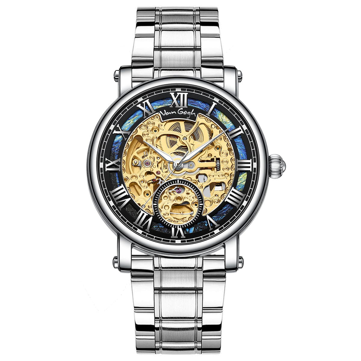 VAN GOGH Starry Night Series Blue Dial Skeleton Mechanical Movement Watch Daily Waterproof Starry Night - A-1 Thread Vault