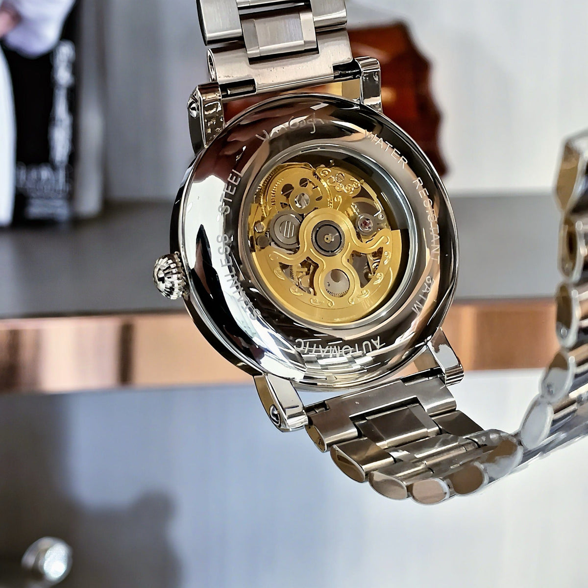VAN GOGH Starry Night Series Blue Dial Skeleton Mechanical Movement Watch Daily Waterproof Starry Night - A-1 Thread Vault