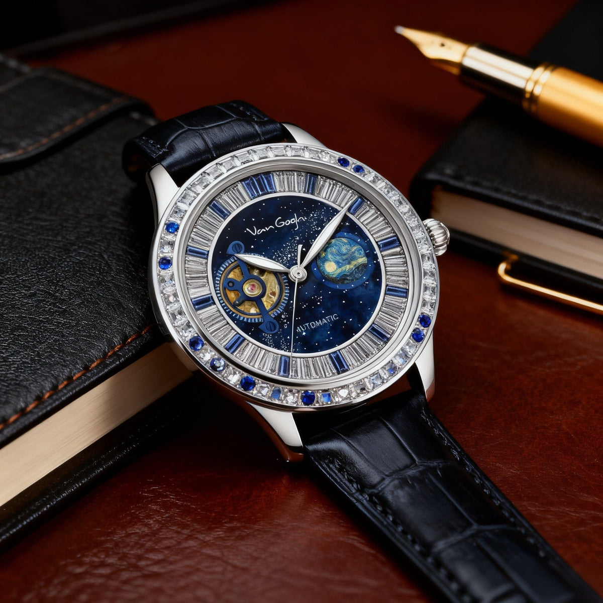 VanGogh Men's Geneva Series Art Automatic Mechanical Watch - A-1 Thread Vault