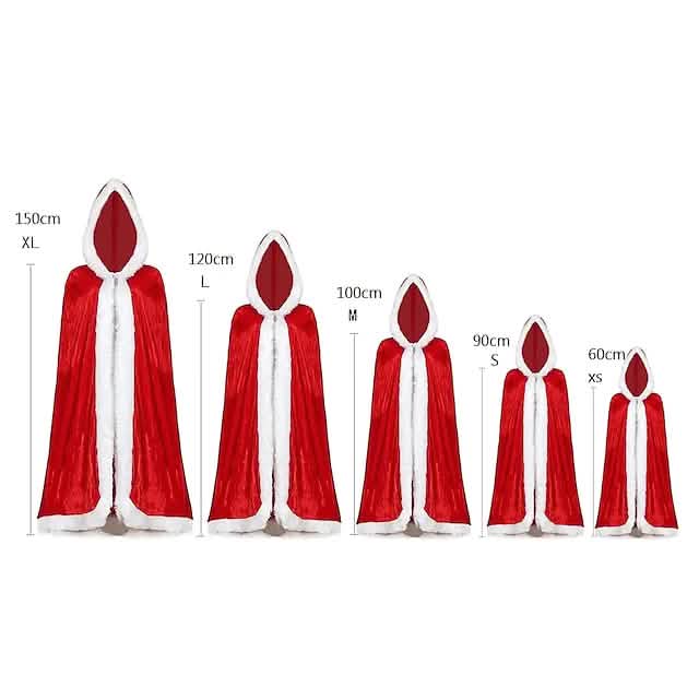 Velvet Hooded Cape Cloak Santa Cosplay Christmas Costumes Women - A-1 Thread Vault